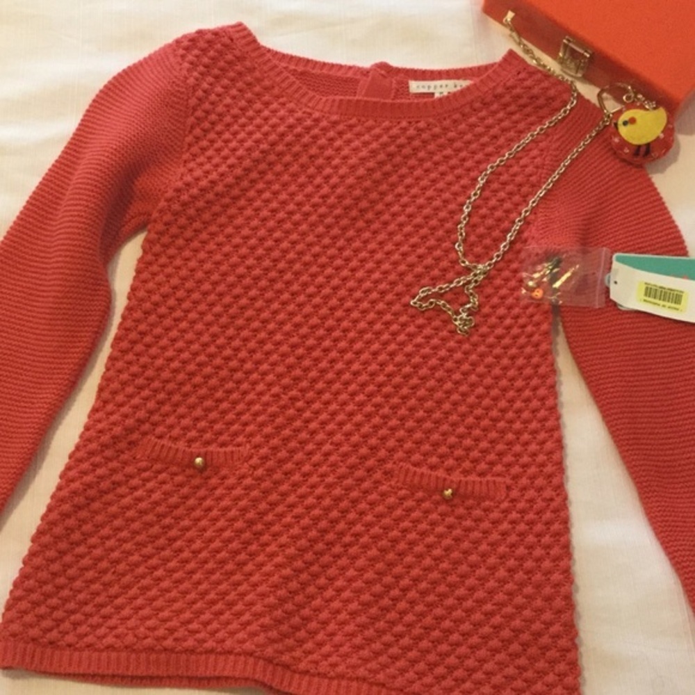 🍁Copper Key orange sweater girls size M NWT